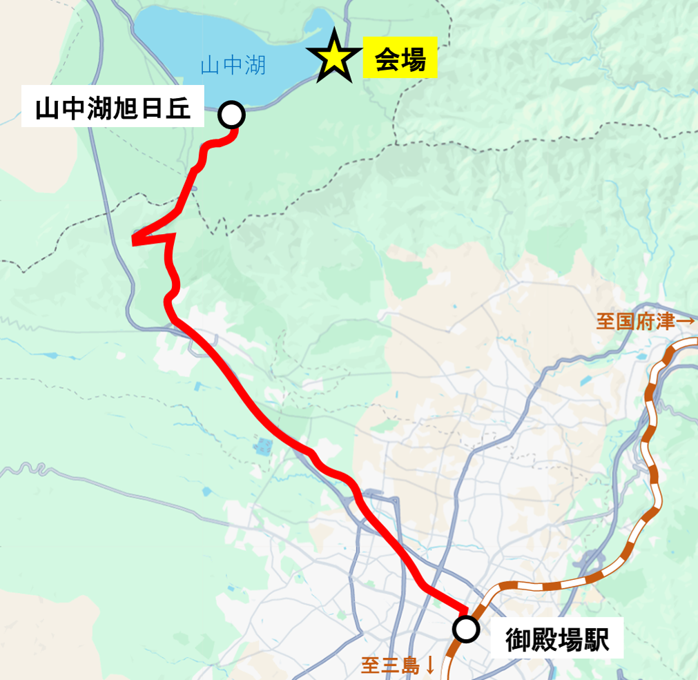 御殿場⇔山中湖旭日丘のバス路線図